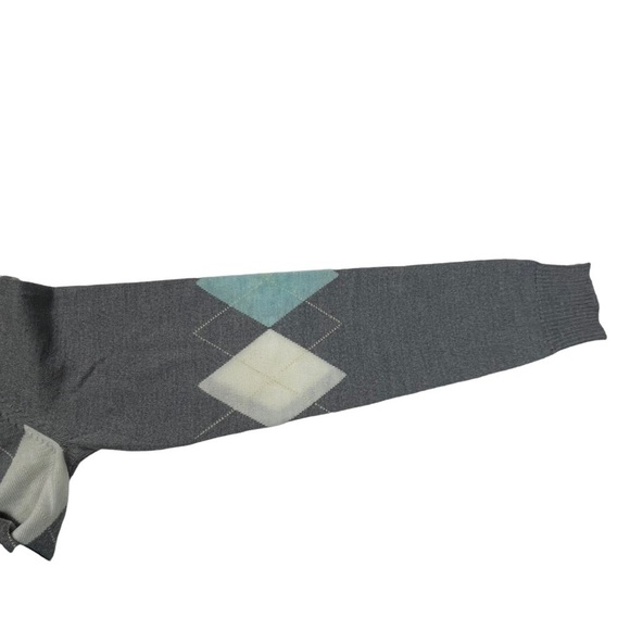 PENDLETON ARGYLE MERINO WOOL GRAY AQUA TURTLENECK SWEATER - Picture 11 of 16